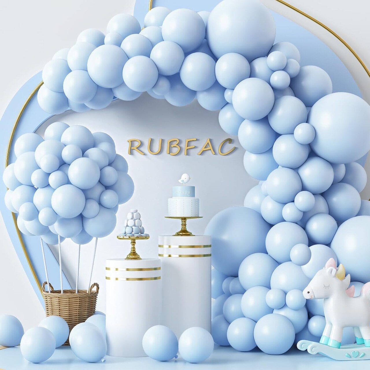 129pcs Pastel Blue Balloons Different Sizes 18 12 10 5 Inch for Garland Arch, Light Blue Balloon for Birthday Baby Shower Gender Reveal Easter Wedding Party Decoration